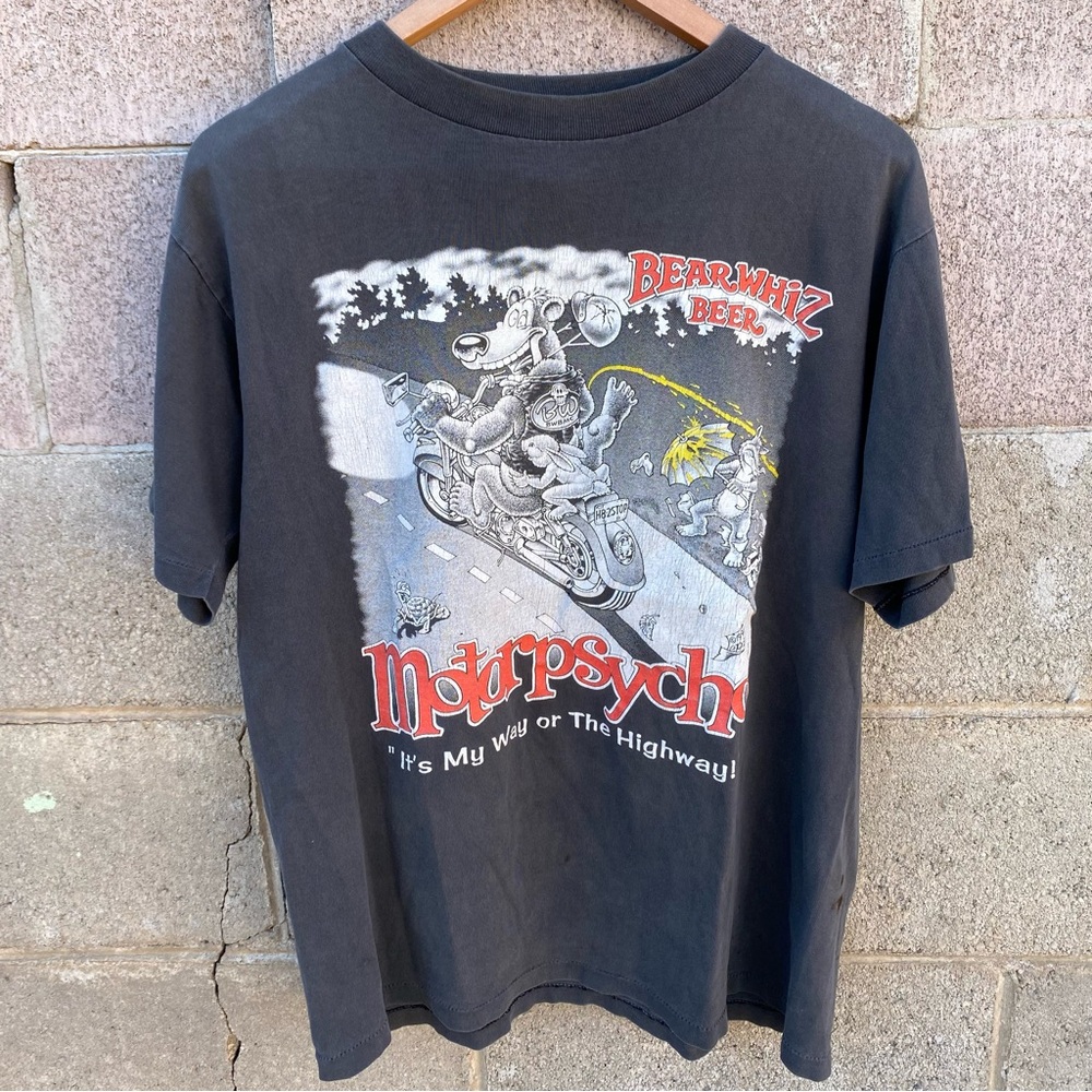 VTG 90’s Bear Whiz Beer Motorpsycho Single Stitch Shirt Men’s Large USA Biker